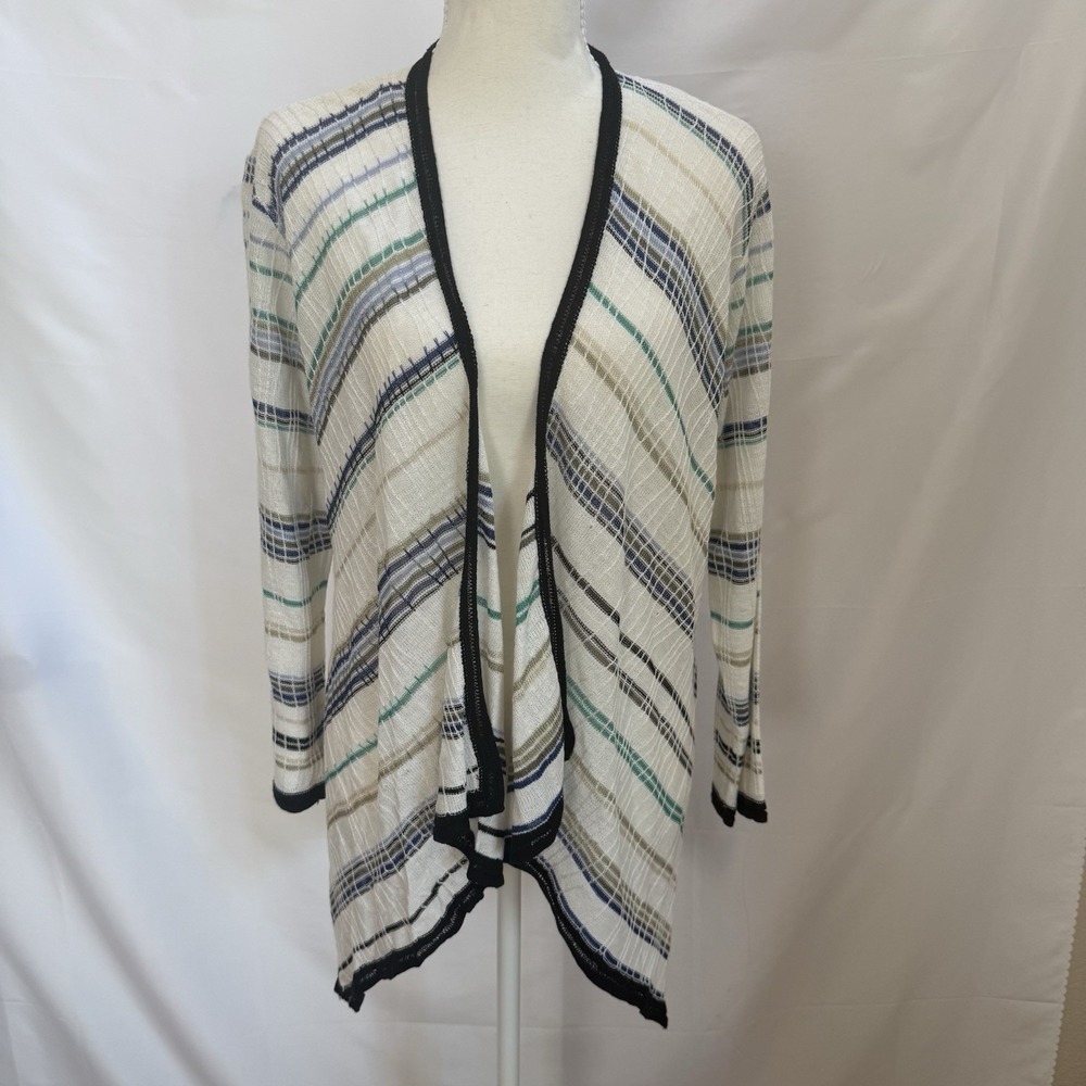 NWT Nic+Zoe Womens XL Linen Blend Longline Cardigan‎ Open Knit Lightweight